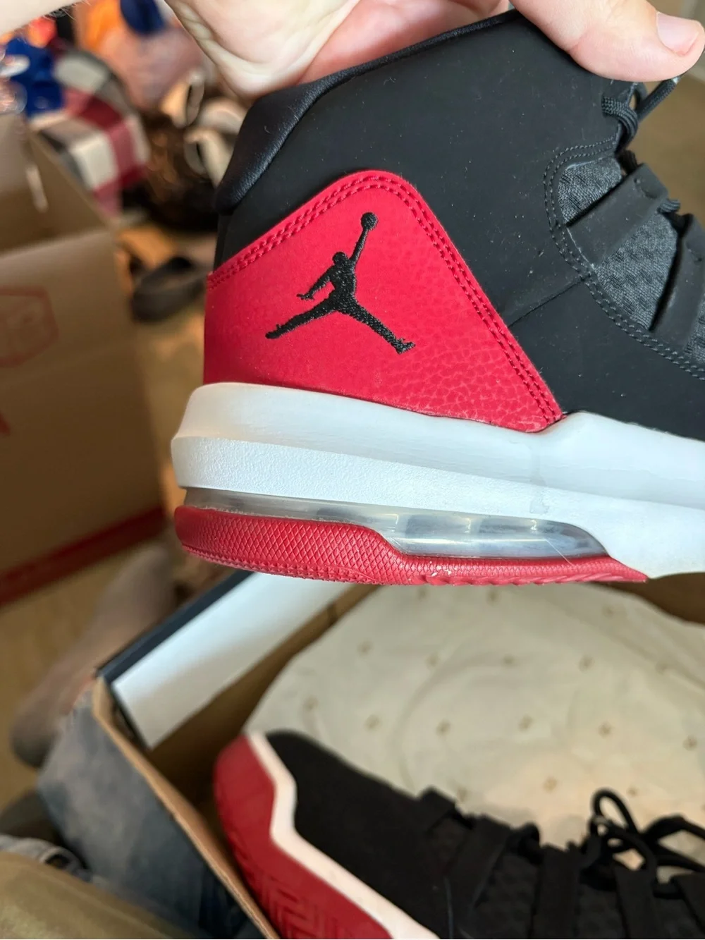 Jordan Men’s Black and Red Athletic Basketball Shoes